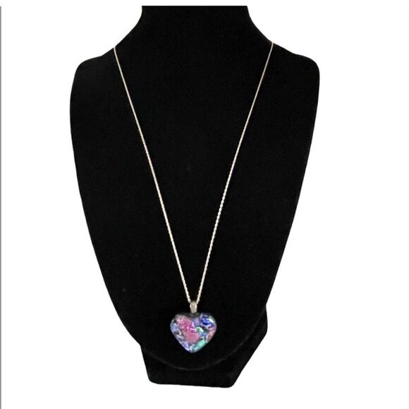 Artisan Handmade Glass Heart Necklace - Picture 3 of 7